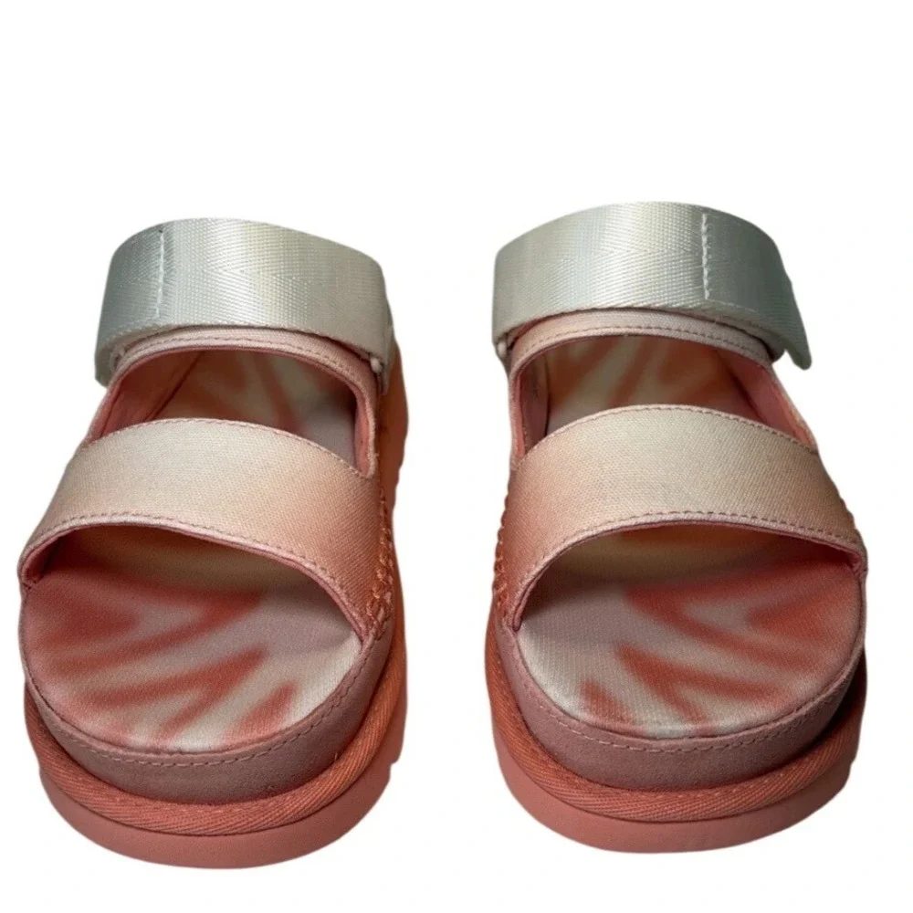 UGG Women's Platform Slide Sandals in Coral Pink and Ivory